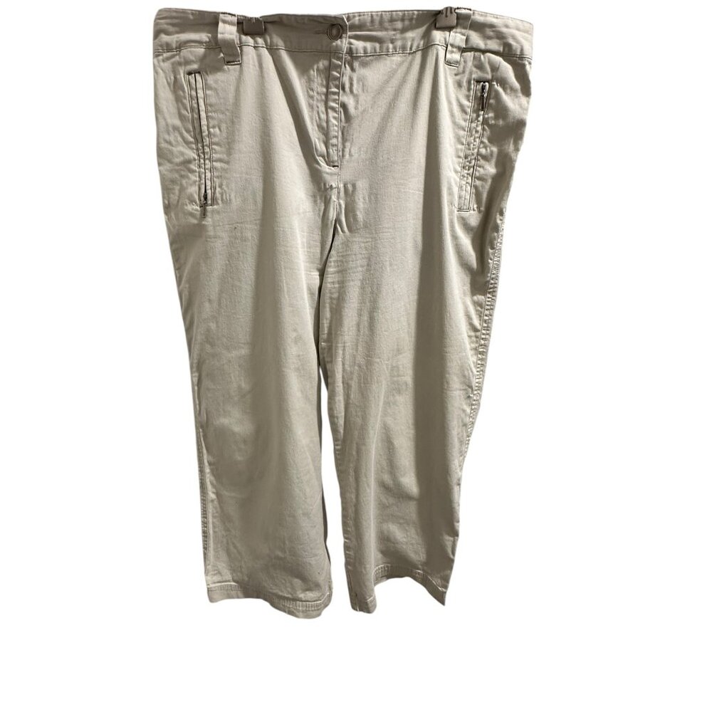 🍒 2/$20 🍒 Style & Co. Womens Beige Capri Pants Size 14 With Zip Pockets